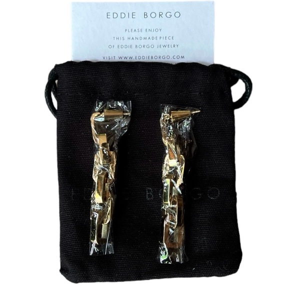 NEW Eddie Borgo Gold Supra Chain Link Post Earrings 2” Drop 12k Gold Vermeil - Picture 10 of 10